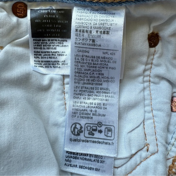 Levi's 501 150th Anniversary Women’s Frayed Jean Shorts Checked Pattern Size 26 - Picture 6 of 10